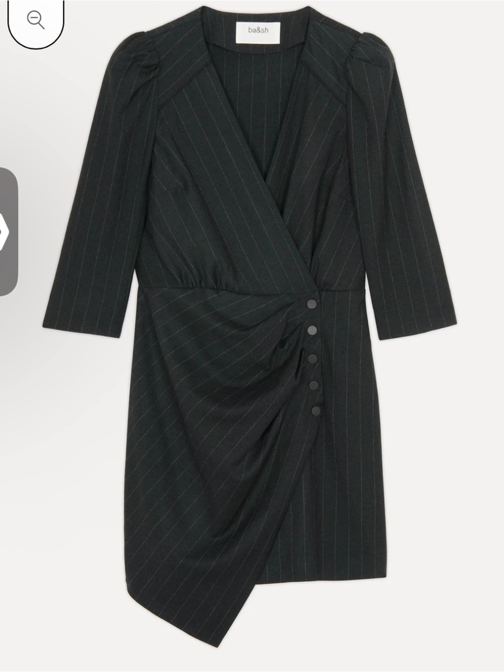 ba&sh Robe Bliss Pinstripe Mini Dress Black Size Medium NWT